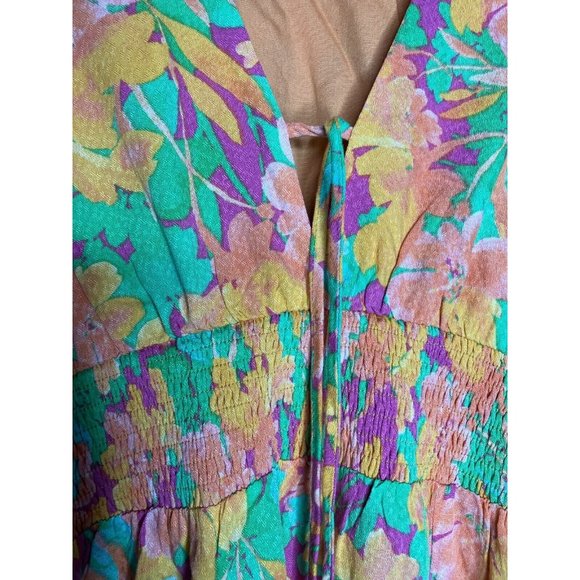 Lost + Wander Small Orange Green Pastel Floral Dress - Picture 4 of 11